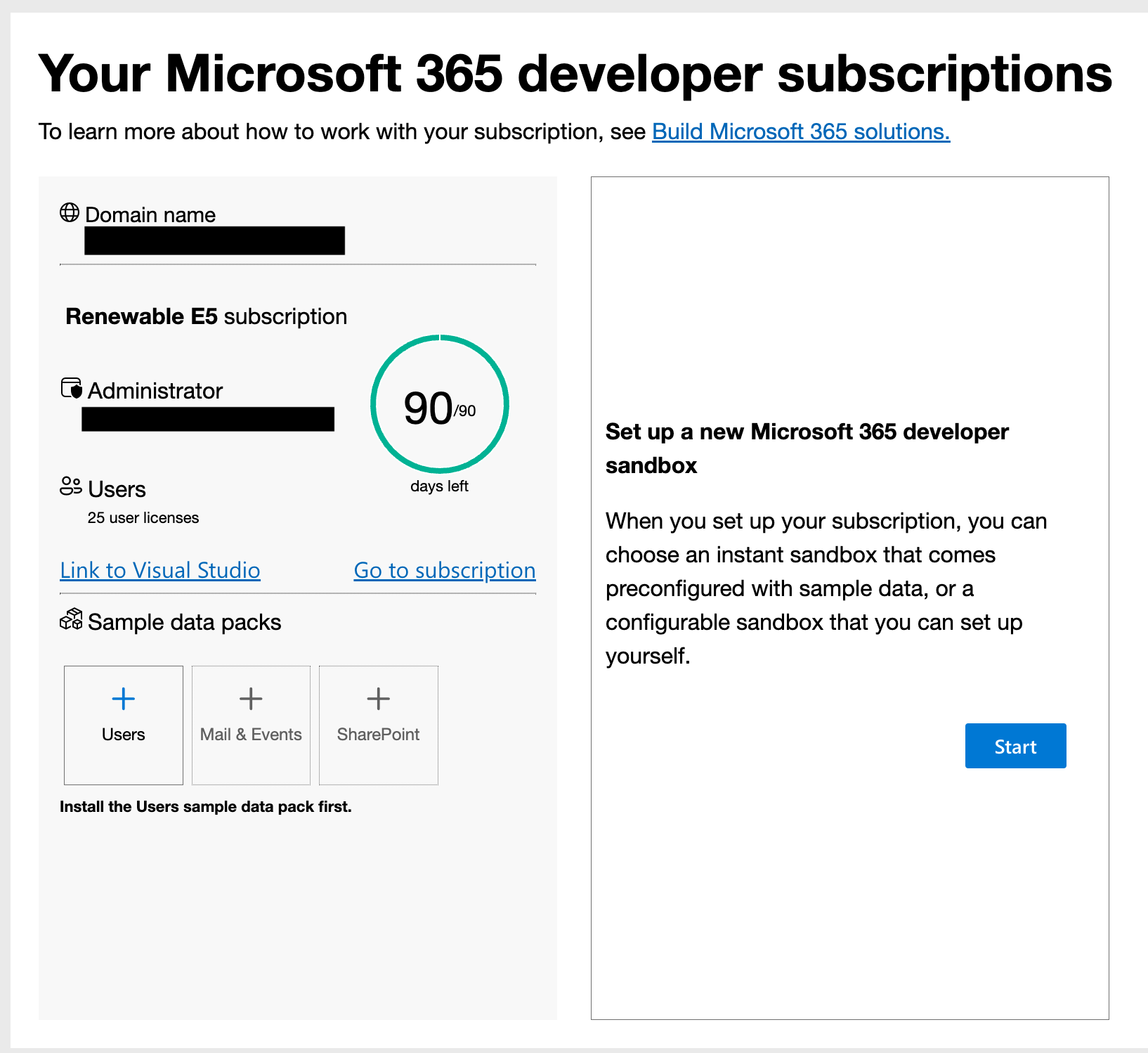 Get a never-expiring M365 Developer Program tenant with a Visual Studio Subscription